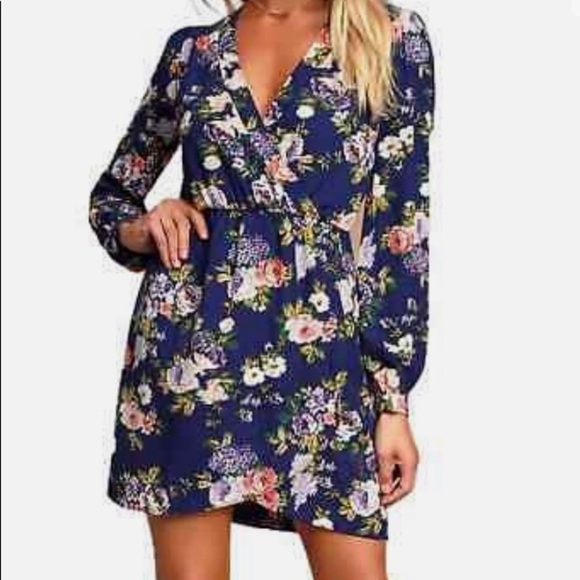 Lulus Floral That’s a Wrap Dress, sz S - Picture 1 of 7